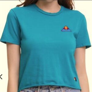 🌈 LIKE NEW Aviator Nation Women’s Jade Pyramid Distressed Boyfriend Tee - Sz Lg